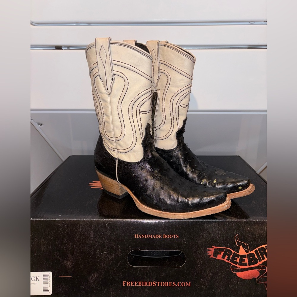 Freebird Black and Cream Ankle Boots